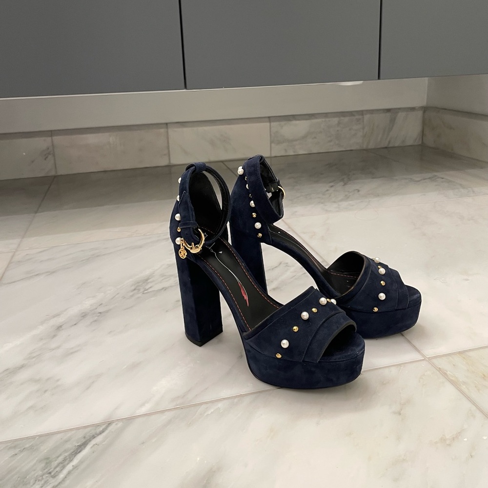 Beautiful heeled suede sandals